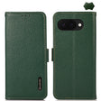 For Google Pixel 9a KHAZNEH Side-Magnetic Litchi Genuine Leather RFID Phone Case(Green) - Google Cases by PMC TechLife | Online Shopping South Africa | PMC TechLife | Buy Now Pay Later Mobicred