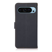 For Google Pixel 9 KHAZNEH Custer Genuine Leather RFID Phone Case(Blue)