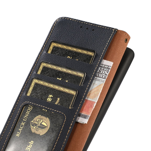 For Google Pixel 9 KHAZNEH Custer Genuine Leather RFID Phone Case(Blue)