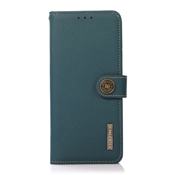 For Google Pixel 9 KHAZNEH Custer Genuine Leather RFID Phone Case(Green)
