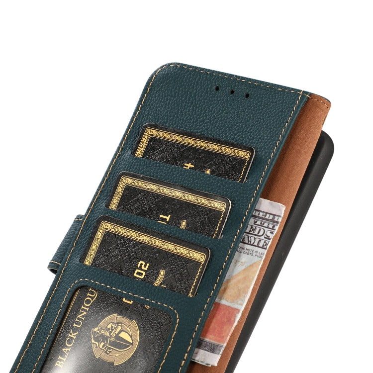 For Google Pixel 9 KHAZNEH Custer Genuine Leather RFID Phone Case(Green)