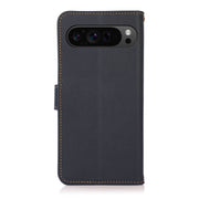 For Google Pixel 9 Pro KHAZNEH Custer Genuine Leather RFID Phone Case(Blue)