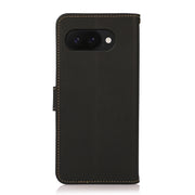 For Google Pixel 9a KHAZNEH Custer Genuine Leather RFID Phone Case(Black)