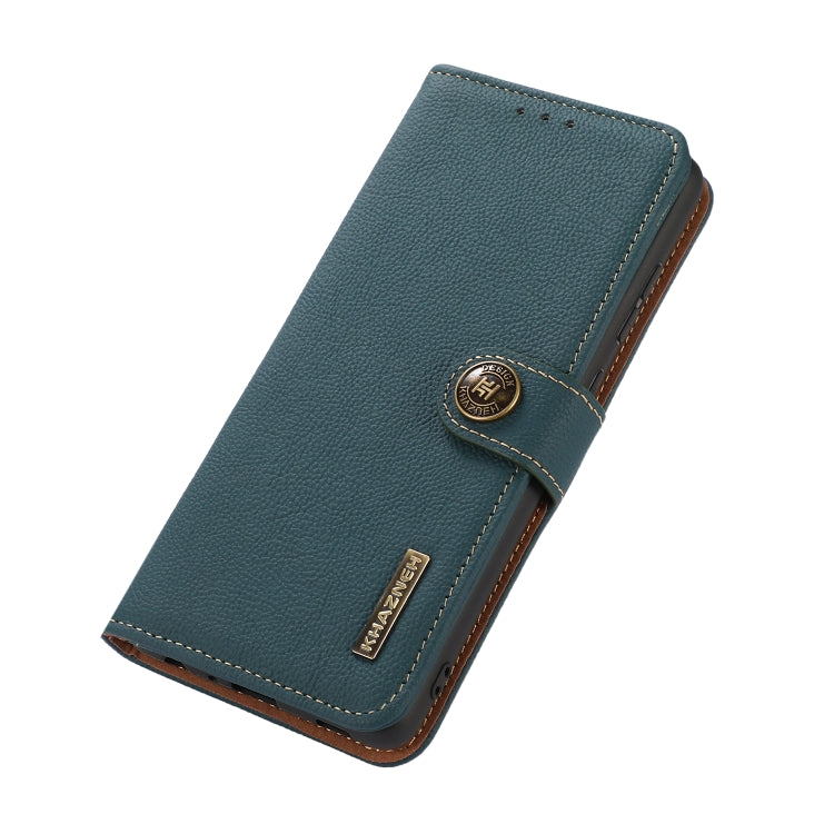 For Google Pixel 9a KHAZNEH Custer Genuine Leather RFID Phone Case(Green)
