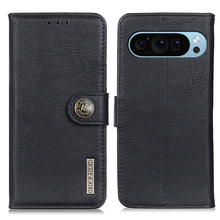 For Google Pixel 10 / 9 KHAZNEH Cowhide Texture Horizontal Flip Leather Phone Case(Black)
