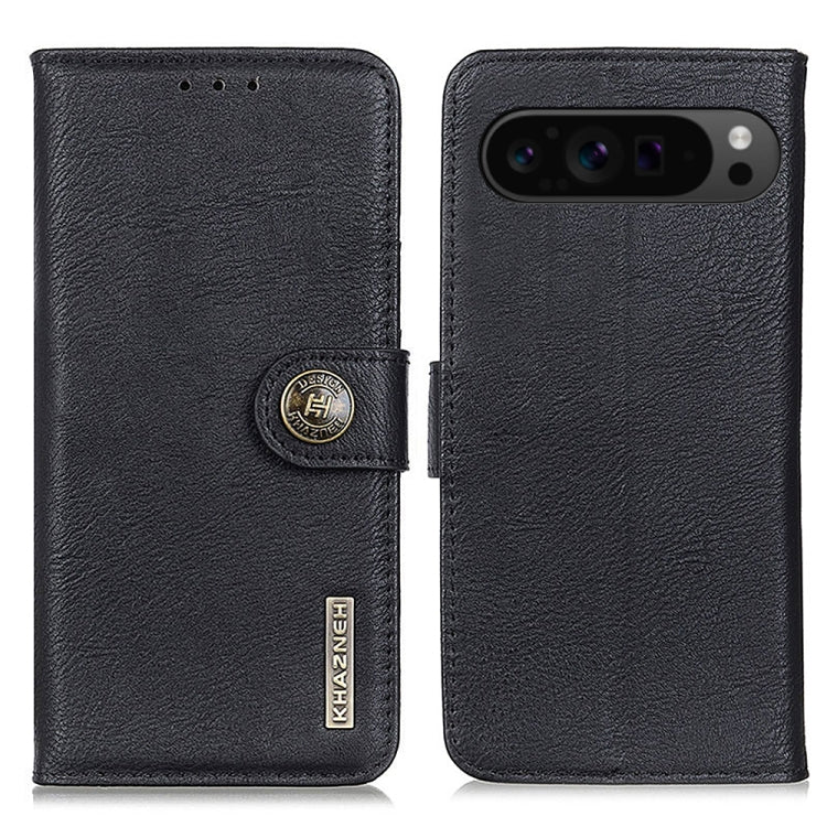 For Google Pixel 9 Pro KHAZNEH Cowhide Texture Horizontal Flip Leather Phone Case(Black)