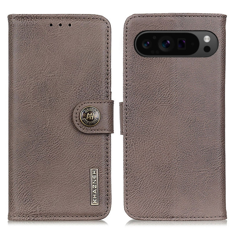 For Google Pixel 10 Pro / 9 Pro KHAZNEH Cowhide Texture Horizontal Flip Leather Phone Case(Khaki)