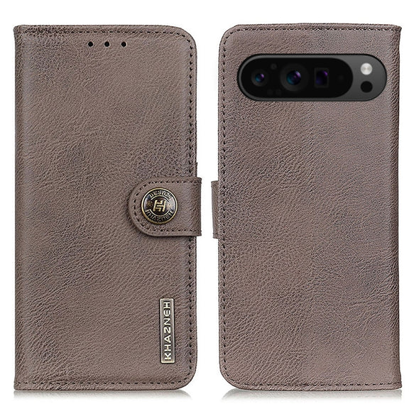 For Google Pixel 10 Pro / 9 Pro KHAZNEH Cowhide Texture Horizontal Flip Leather Phone Case(Khaki)