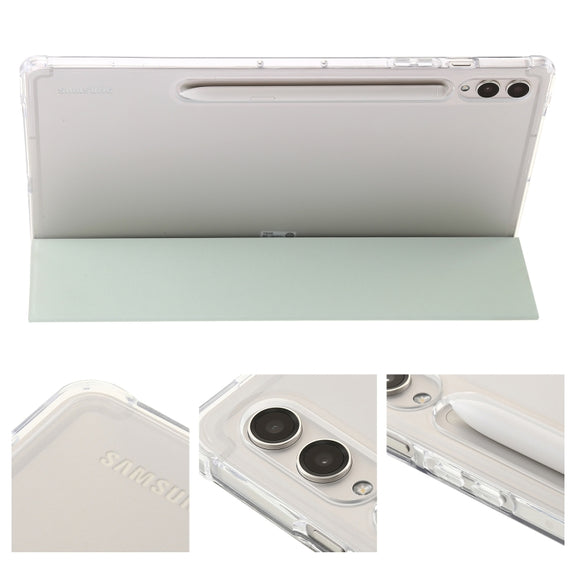 For Samsung Galaxy Tab S9 3-Fold Clear Acrylic Leather Tablet Case(Green)
