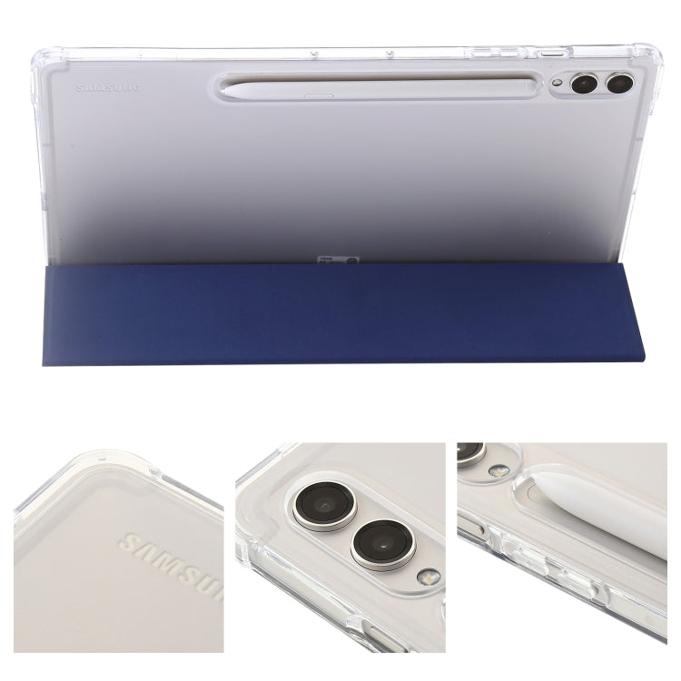 For Samsung Galaxy Tab S9 3-Fold Clear Acrylic Leather Tablet Case(Dark Blue)