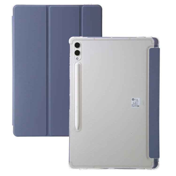 For Samsung Galaxy Tab S9 3-Fold Clear Acrylic Leather Tablet Case(Lavender)