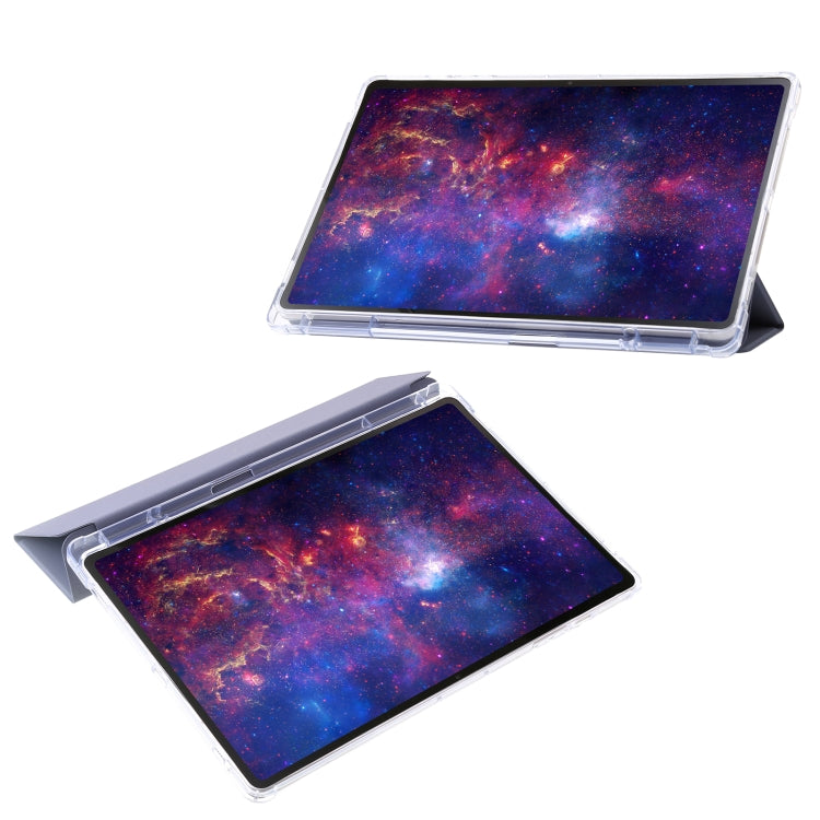 For Samsung Galaxy Tab S9 3-Fold Clear Acrylic Leather Tablet Case(Lavender)