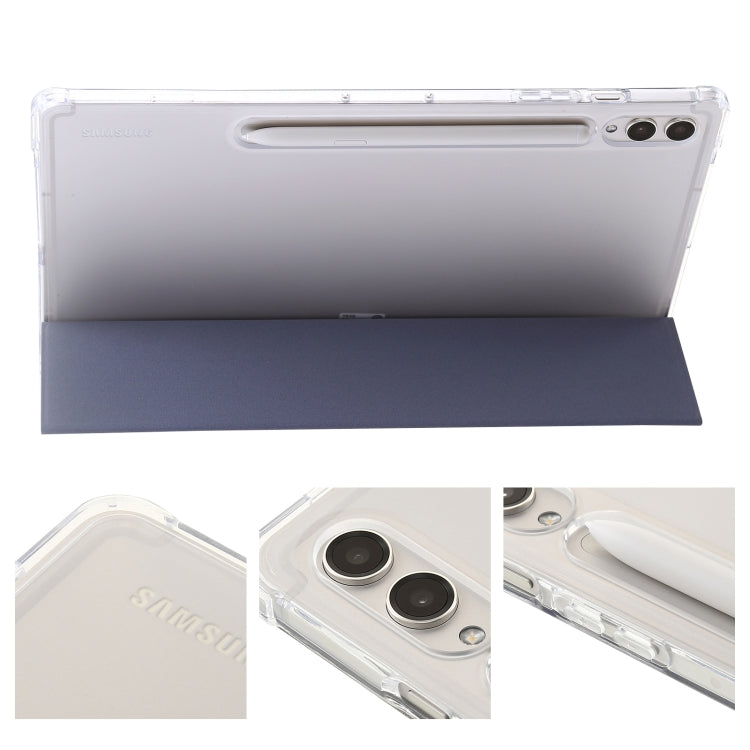 For Samsung Galaxy Tab S9 3-Fold Clear Acrylic Leather Tablet Case(Lavender)