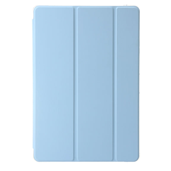 For Samsung Galaxy Tab S9 3-Fold Clear Acrylic Leather Tablet Case(Ice Blue)