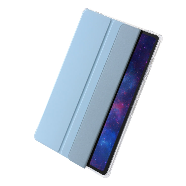 For Samsung Galaxy Tab S9 3-Fold Clear Acrylic Leather Tablet Case(Ice Blue)
