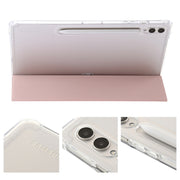 For Samsung Galaxy Tab S9 3-Fold Clear Acrylic Leather Tablet Case(Pink)