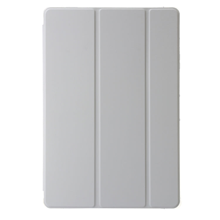 For Samsung Galaxy Tab S9 3-Fold Clear Acrylic Leather Tablet Case(Grey)