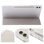 For Samsung Galaxy Tab S9 3-Fold Clear Acrylic Leather Tablet Case(Grey)