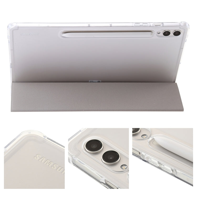 For Samsung Galaxy Tab S9 3-Fold Clear Acrylic Leather Tablet Case(Grey)