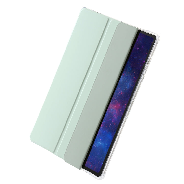 For Samsung Galaxy Tab S9+ 3-Fold Clear Acrylic Leather Tablet Case(Green)
