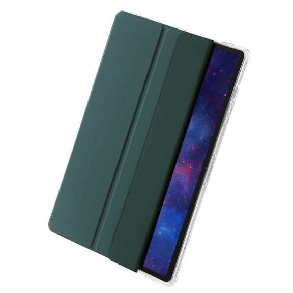 For Samsung Galaxy Tab S9+ 3-Fold Clear Acrylic Leather Tablet Case(Deep Green)