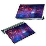 For Samsung Galaxy Tab S9+ 3-Fold Clear Acrylic Leather Tablet Case(Deep Green)