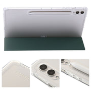 For Samsung Galaxy Tab S9+ 3-Fold Clear Acrylic Leather Tablet Case(Deep Green)