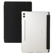 For Samsung Galaxy Tab S9+ 3-Fold Clear Acrylic Leather Tablet Case(Black)