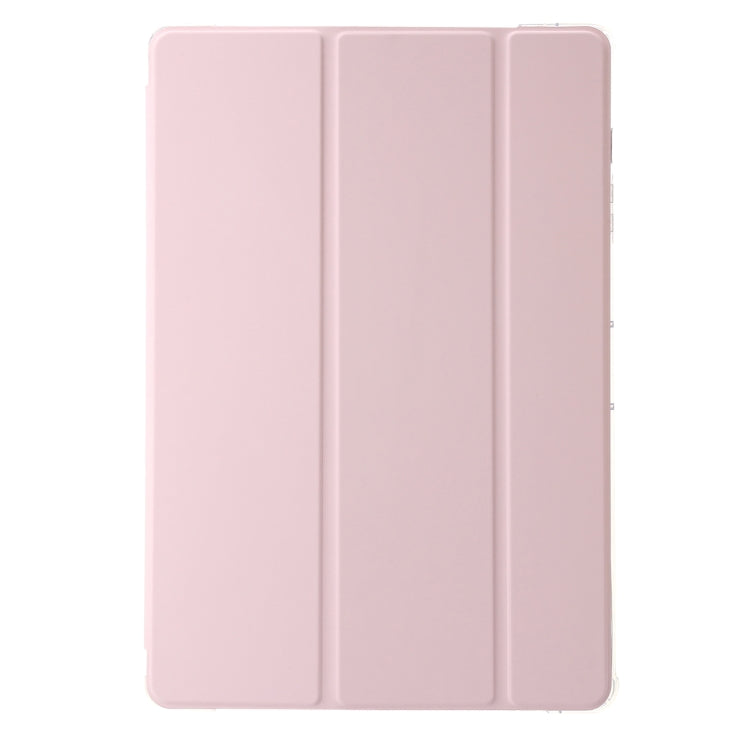 For Samsung Galaxy Tab S9+ 3-Fold Clear Acrylic Leather Tablet Case(Pink)
