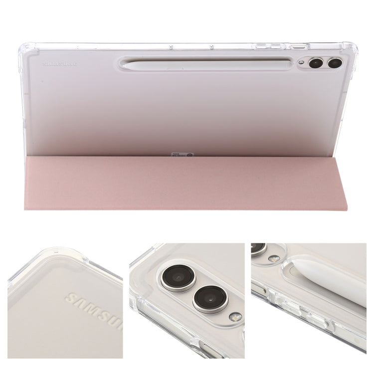 For Samsung Galaxy Tab S9+ 3-Fold Clear Acrylic Leather Tablet Case(Pink)