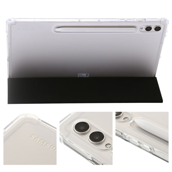 For Samsung Galaxy Tab S9 Ultra/S8 Ultra 3-Fold Clear Acrylic Leather Tablet Case(Black)