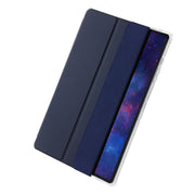 For Samsung Galaxy Tab S10 Ultra 3-Fold Clear Acrylic Leather Tablet Case(Dark Blue)