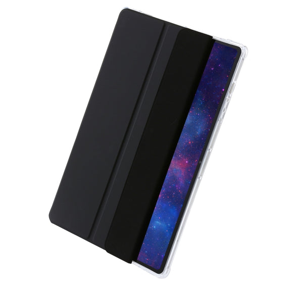 For Samsung Galaxy Tab S10 Ultra 3-Fold Clear Acrylic Leather Tablet Case(Black)