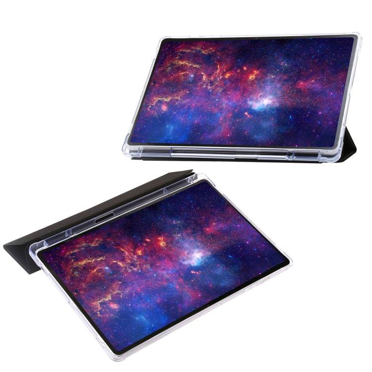 For Samsung Galaxy Tab S10 Ultra 3-Fold Clear Acrylic Leather Tablet Case(Black)