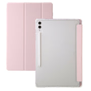 For Samsung Galaxy Tab S10 Ultra 3-Fold Clear Acrylic Leather Tablet Case(Pink)