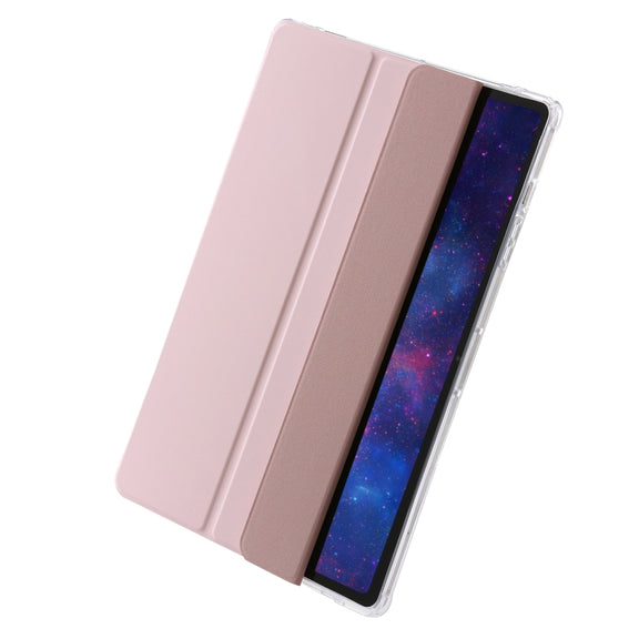 For Samsung Galaxy Tab S10 Ultra 3-Fold Clear Acrylic Leather Tablet Case(Pink)