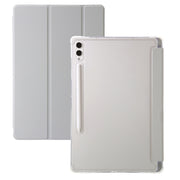 For Samsung Galaxy Tab S10 Ultra 3-Fold Clear Acrylic Leather Tablet Case(Grey)