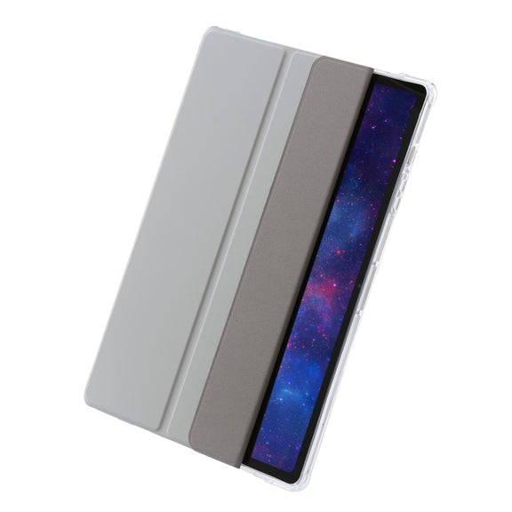 For Samsung Galaxy Tab S10 Ultra 3-Fold Clear Acrylic Leather Tablet Case(Grey)