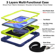For Honor Pad X8 360 Degree Rotation PC Contrast Silicone Tablet Case(Navy Blue + Yellow Green)