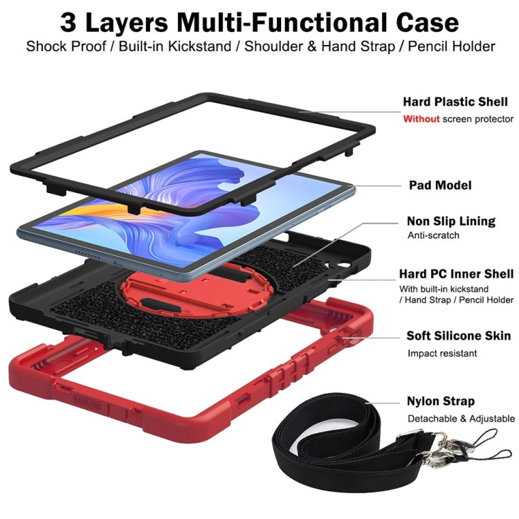 For Honor Pad X8 360 Degree Rotation PC Contrast Silicone Tablet Case(Red + Black)