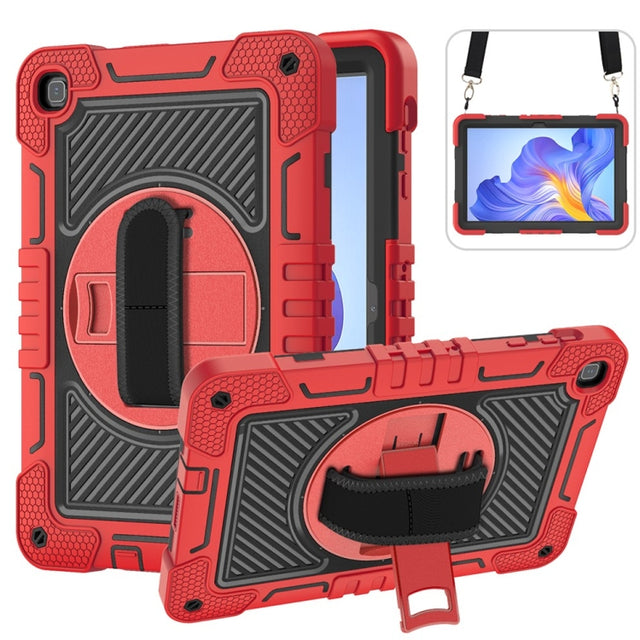 For Honor Pad X8 360 Degree Rotation PC Contrast Silicone Tablet Case(Red + Black)