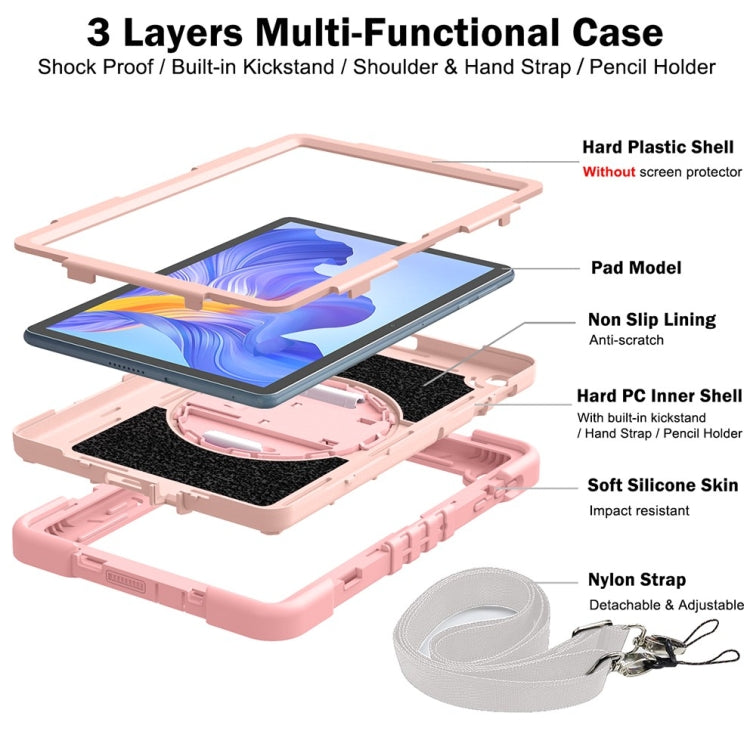 For Honor Pad X8 360 Degree Rotation PC Contrast Silicone Tablet Case(Rose Gold)