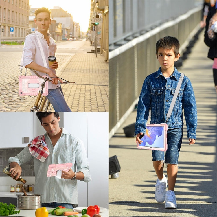 For Honor Pad X8 360 Degree Rotation PC Contrast Silicone Tablet Case(Rose Gold)