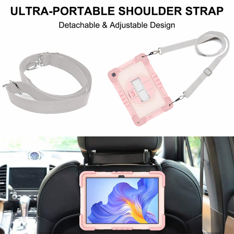 For Honor Pad X8 360 Degree Rotation PC Contrast Silicone Tablet Case(Rose Gold)