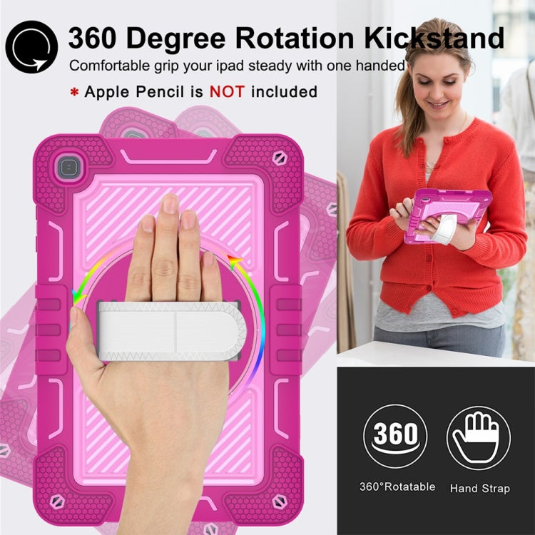 For Honor Pad X8 360 Degree Rotation PC Contrast Silicone Tablet Case(Rose Red + Pink)