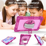 For Honor Pad X8 360 Degree Rotation PC Contrast Silicone Tablet Case(Rose Red + Pink)
