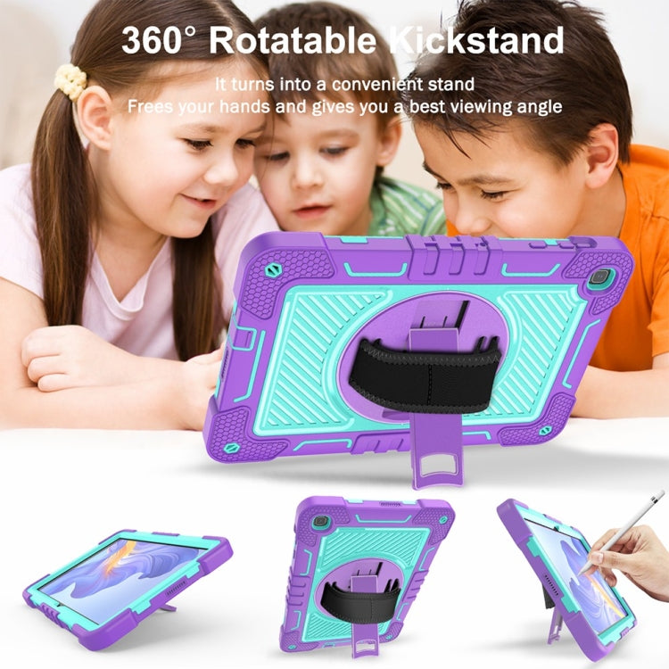 For Honor Pad X8 360 Degree Rotation PC Contrast Silicone Tablet Case(Purple + Mint Green)