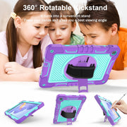 For Honor Pad X8 360 Degree Rotation PC Contrast Silicone Tablet Case(Purple + Mint Green)