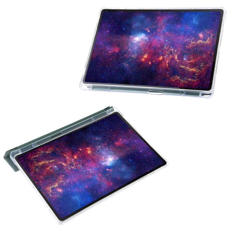For Samsung Galaxy Tab S9 Clear Acrylic Deformation Leather Tablet Case(Deep Green)