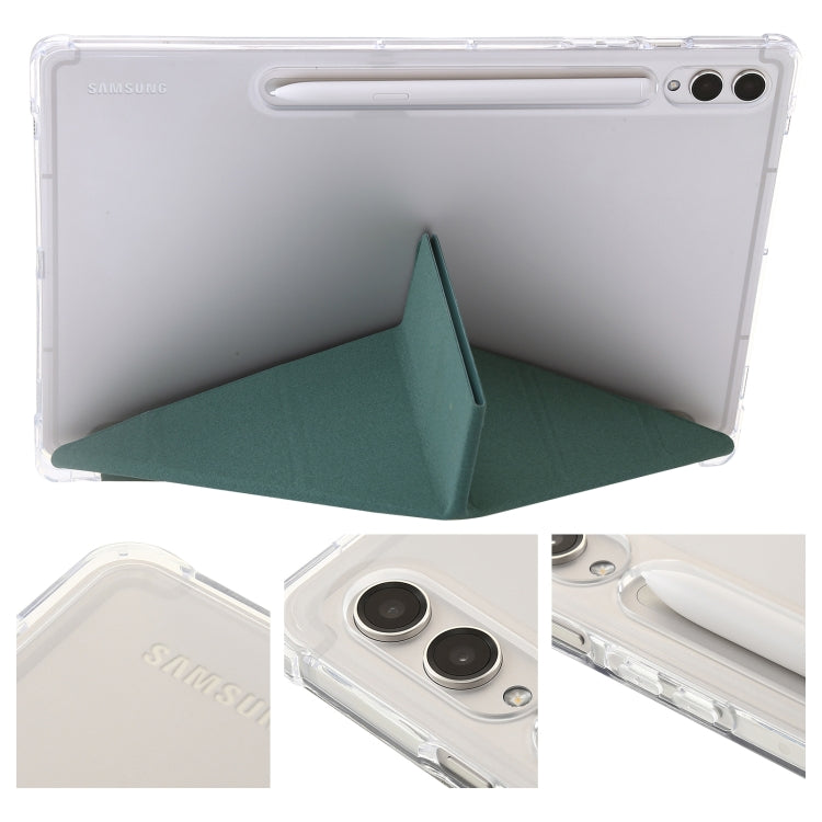 For Samsung Galaxy Tab S9 Clear Acrylic Deformation Leather Tablet Case(Deep Green)
